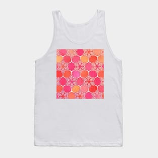 Pink Spice Honeycomb - Doodle Hexagon Pattern Tank Top